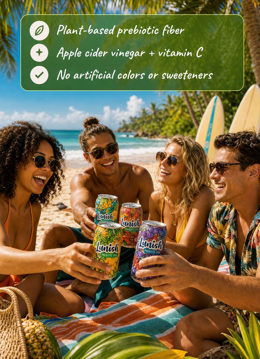 Plant-based prebiotic fiber. Apple cider vinegar + vitamin C. No artificial colors or sweeteners.